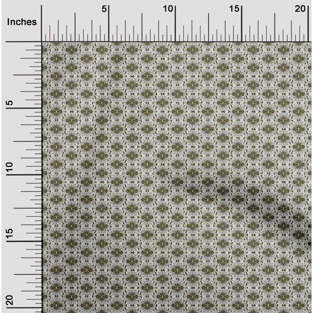 oneOone Polyester Lycra Dark Olive Green Fabric Geometric Check Fabric For Sewing Printed Craft Fabric By The Yard 56 Inch Wide