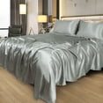 thumbnail image 2 of Unique Bargains Ensemble de Draps en Satin 4 Pcs Draps en Polyester Soyeux et Doux, 2 of 8