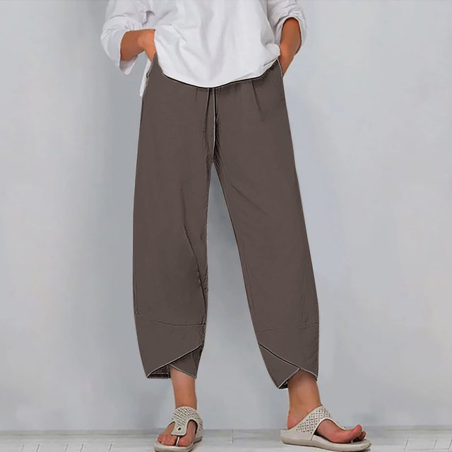 RXIRUCGD Capris d'Été pour Femmes, Confortables, Amples, à Jambes Larges, Mode, Couleur Unie, Brun, Taille : 4TG