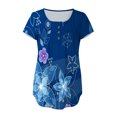 thumbnail image 2 of Tuniques pour Femmes à Manches Courtes Mode pour Femmes Col en V Tuniques à Imprimé Floral Boutons T-shirt à Manches Courtes, 2 of 6