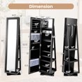 thumbnail image 4 of Giantex 360° Rotating Jewelry Armoire w/Higher Full Length Mirror, Standing Lockable Cabinet Organizer w/ Large Storage Capacity, Inside Makeup Mirror(Black), 4 of 8
