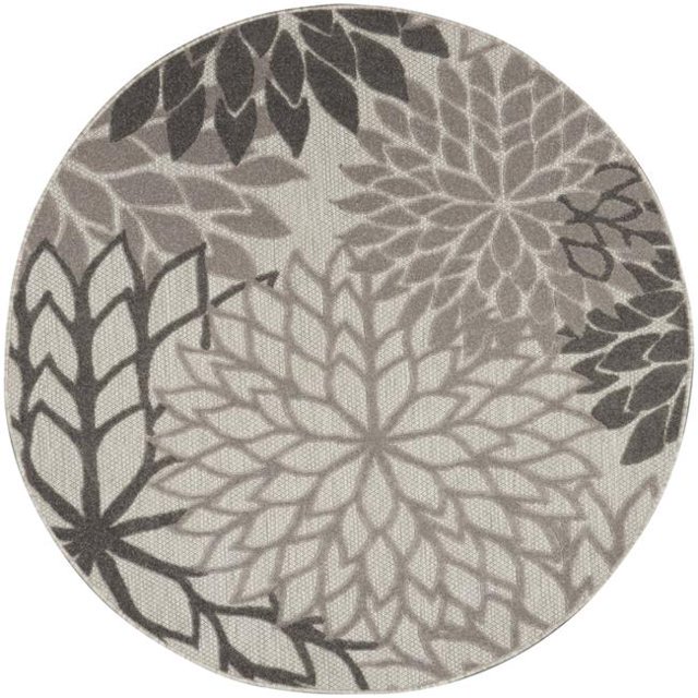 HomeRoots 384702 Tapis Rond de 5 Pi Argent et Gris pour l'Intérieur et l'Extérieur