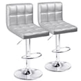 thumbnail image 1 of Homall Barstool Set Of 2 PU Leather Height Adjustable Swivel Bar stools, Hydraulic Kitchen Counter Square Island Bar Stool With Back,Sliver, 1 of 7