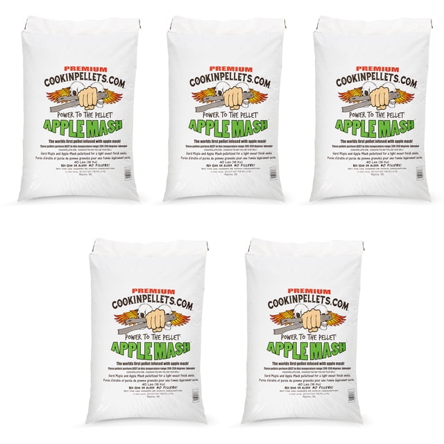 CookinPellets 40-Pound Apple Mash Hard Maple Smoker Wood Pellets, (5 Pack)