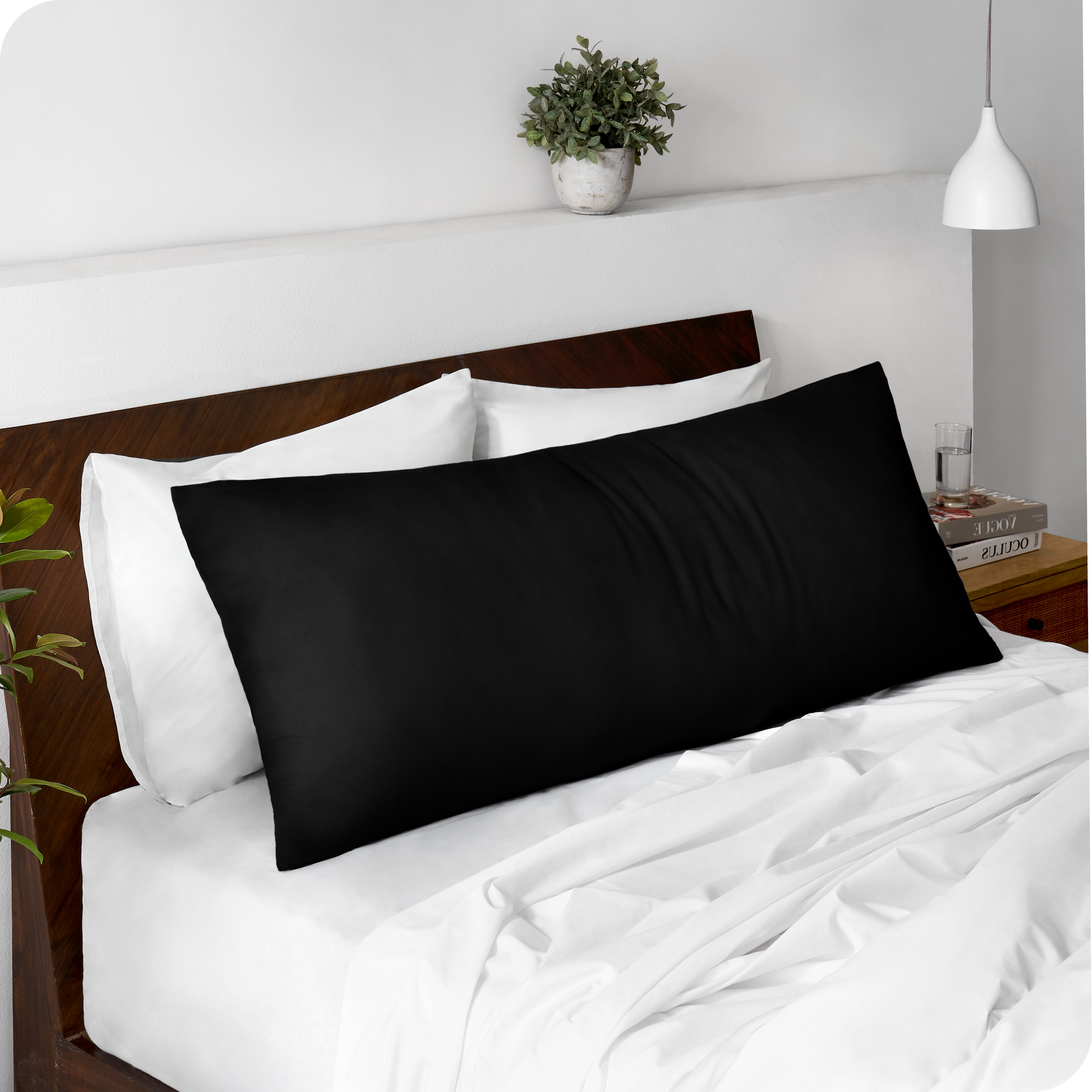 Bare Home Body Pillowcase - Zipper Closure - Ultra Soft - Double Brushed - Black