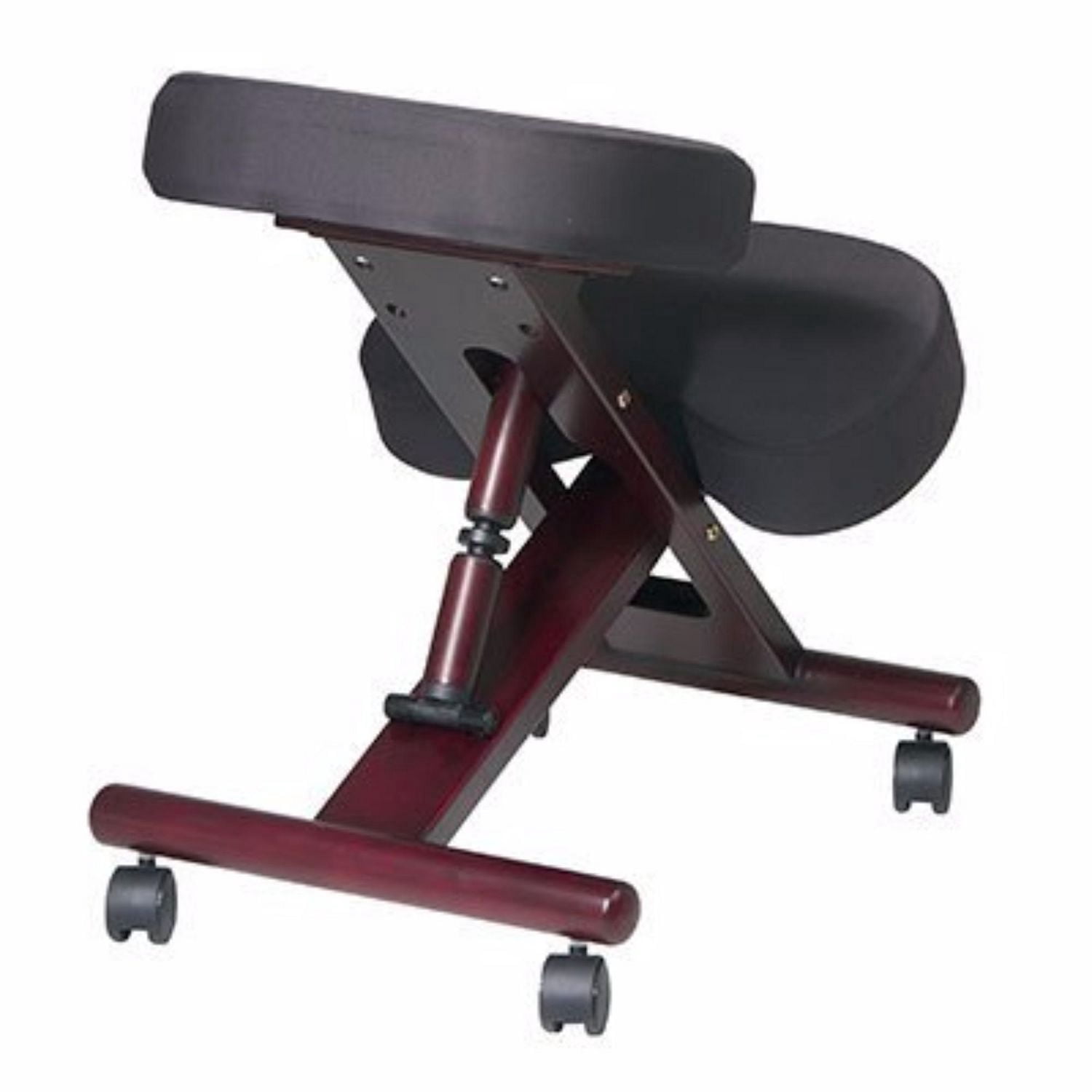 Nicer Furniture Memory Foam Mahogany Wooden Frame Black Fabric Kneeling Chair