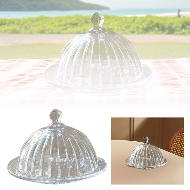 Clear Glass Cake Display Dome With Lid and Base for Showcasing Desserts and Pastries