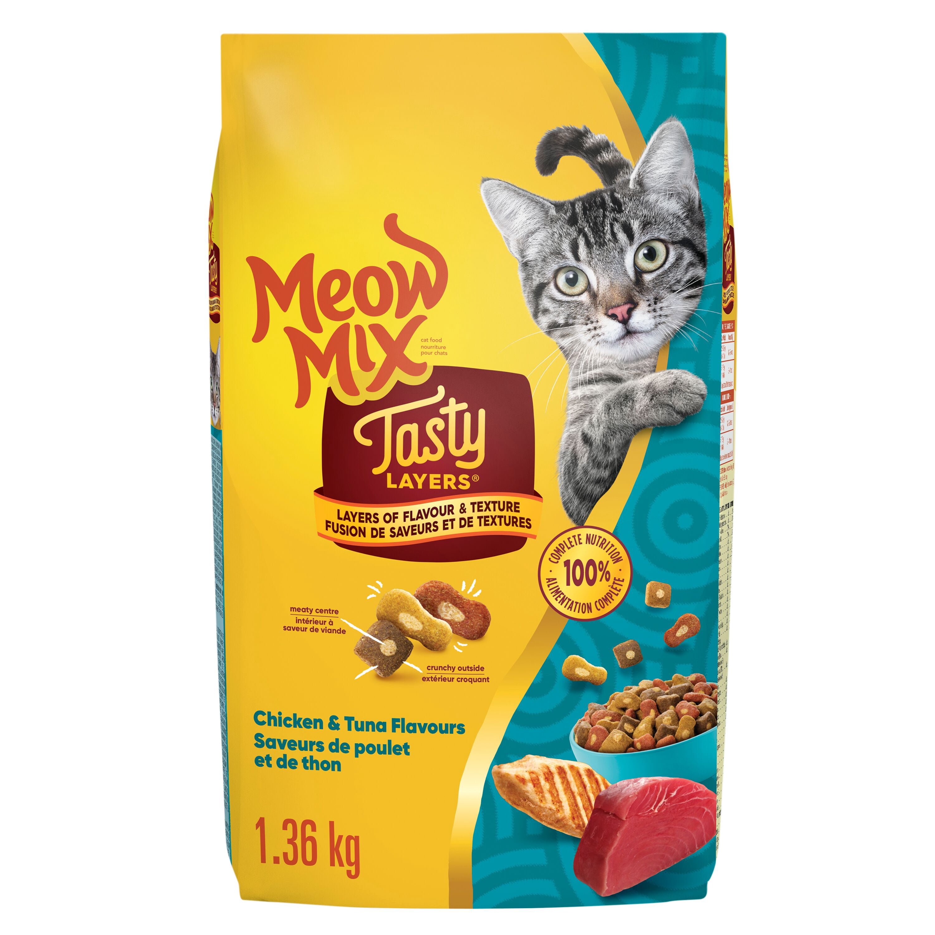 Meow Mix Tasty Layers Chicken and Tuna Flavour Dry Cat Food 1.36kg