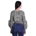 thumbnail image 2 of Moomaya Printed Womens Crop Top Wrap Style Top Wear Ruffle Long Sleeve Casual Summer Blouse, 2 of 5