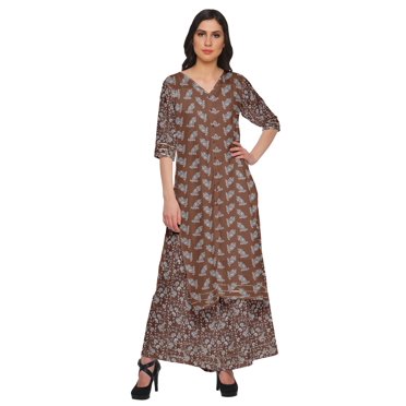 Moomaya Plus Size Printed Loose Palazzo And Kurta Set Ethnic Dress For Women