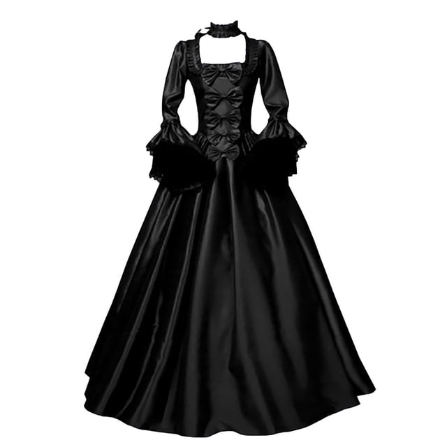 Robe Victorienne pour Femmes Costume d'Halloween Robe de Princesse Manches Évasées Robe Rétro de Cour Grande Taille Robe de Bal Vintage Vêtements