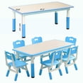 thumbnail image 2 of Ensemble Table pour Enfants et 6 Chaises, Bureau et Chaise pour Tout-Petits à Hauteur Réglable, Table Multi-Activités pour Enfants avec Plateau Anti-Graffiti pour 2 à 10 Ans, Max 300 Lb Ensemble Table pour Enfants et 6 Chaises, Hauteur Réglable T, 2 of 7