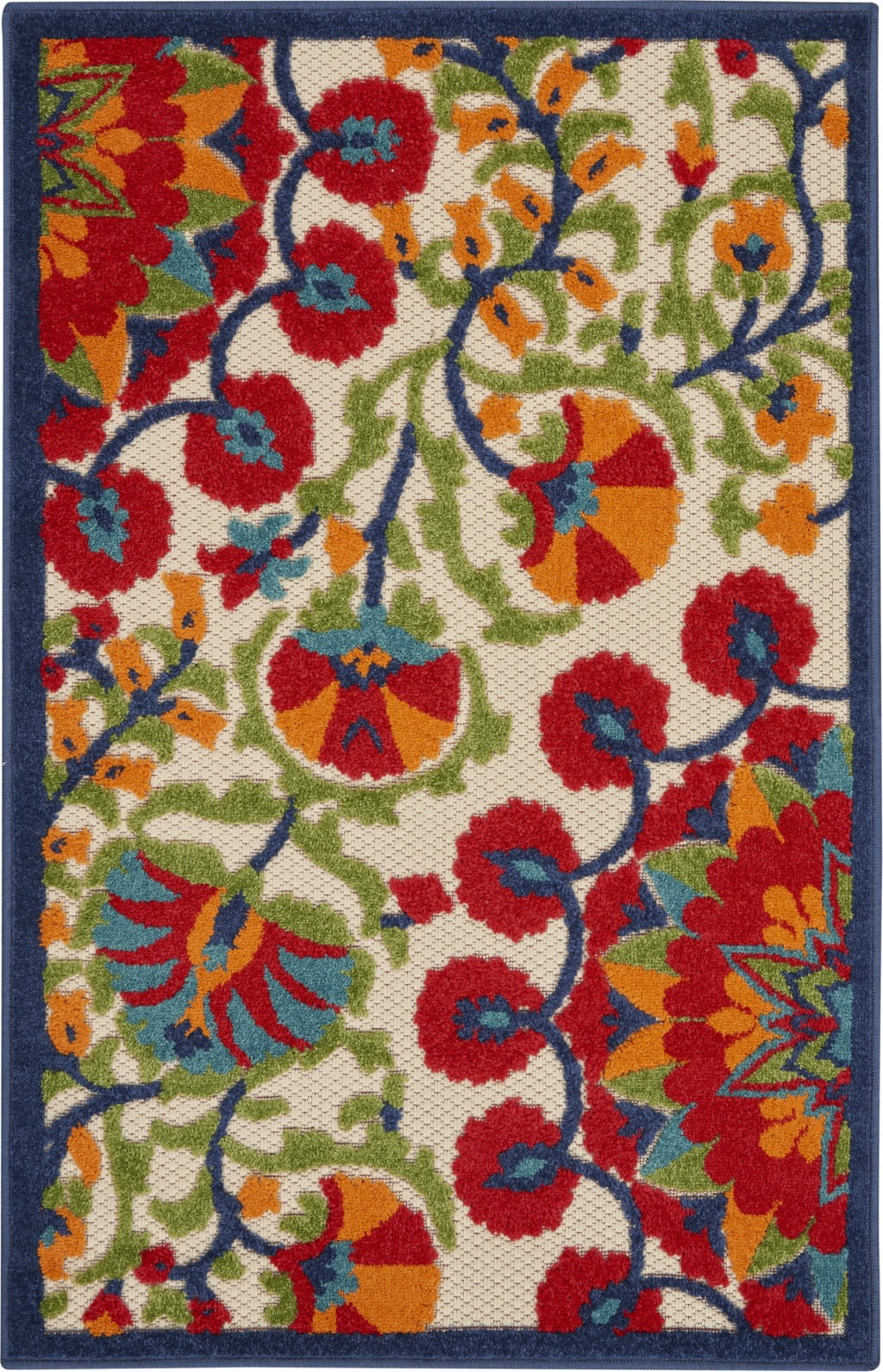 homeroots 384994 Extérieur Tapis d'Intérieur et d'Extérieur 3 Pieds x 4 Pieds Rouge et Multicolore