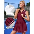 thumbnail image 4 of ATTRACO Robe de Tennis pour Femmes, Robe Polo Côtelée de Golf à Demi-Glissière, Robe d'Entraînement Plissée avec Short et Soutien-Gorge Intégrés, 4 of 8