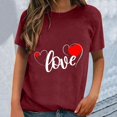 thumbnail image 2 of WEAIXIMIUNG Womens T Shirts Fitted V Neck Valentine's Day Short Sleeved Spring Summer All Printed Pattern Loose Crewneck Top T Shirt, 2 of 4
