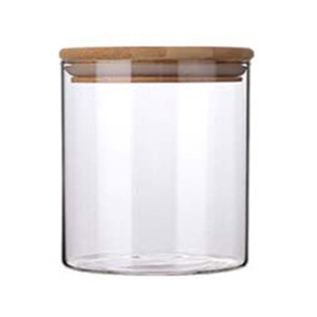 Bouteille de Rangement de Cuisine en Verre Transparent Cylindre Haut avec Couvercle