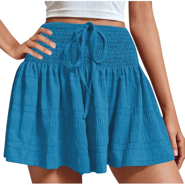 Summer Clearance 2025! Womens Plus Size Pants,Women's Summer Fashion Solid Color Drawstring Shorts