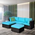 thumbnail image 4 of Gymax Ensemble de Conversation de Patio en Rotin 5 Pcs Ensemble de Meubles d'Extérieur avec Coussin Ottoman, 4 of 10