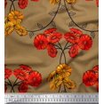 thumbnail image 1 of Soimoi Poly Georgette Fabric Leaves & Aster Floral Fabric Prints by Yard 42 Inch Wide, 1 of 3