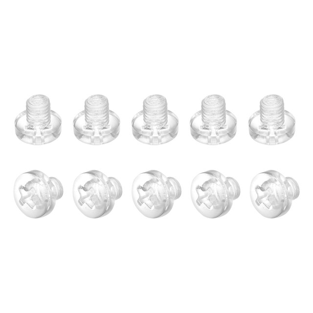 Unique Bargains M5x6mm Plastic Phillips Bolts PC Pan Head Machine Screws Transparent 50 Pack