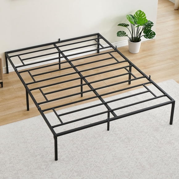 Bingirl 14 Inch Queen Bed Frame with Storage - Metal Platform Bed Frame with Steel Slat Support, Mattress Foundation, No Box Spring Needed, Easy to Assemble, Black