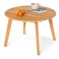 thumbnail image 1 of Gymax Table d'Appoint Extérieur en Bois d'Acacia pour Patio 24,5 Pieds' Table d'Extrémité Ronde avec Plateau à Lattes, 1 of 10