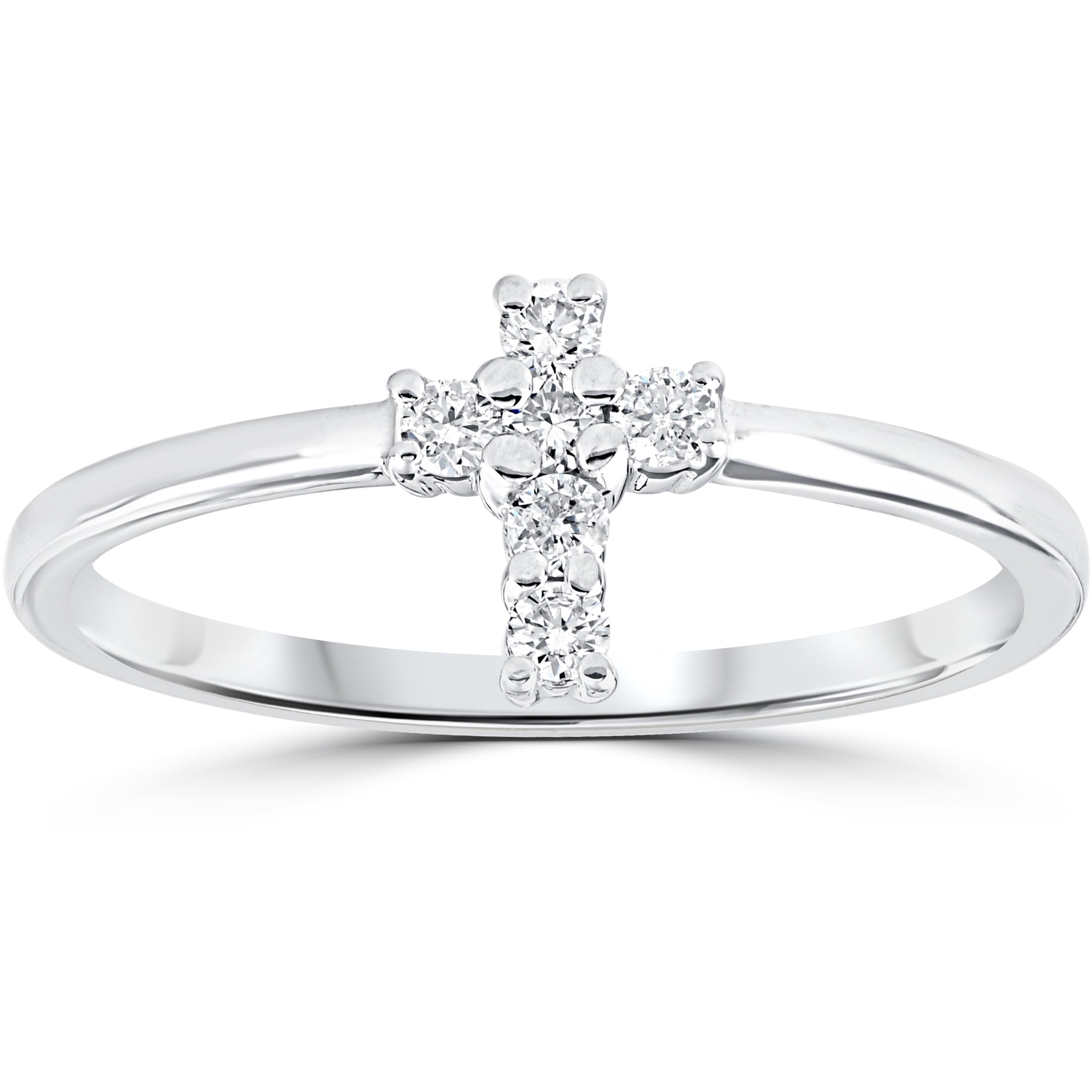 Bague Croix en Diamant 1/6 cttw Or Blanc 10k