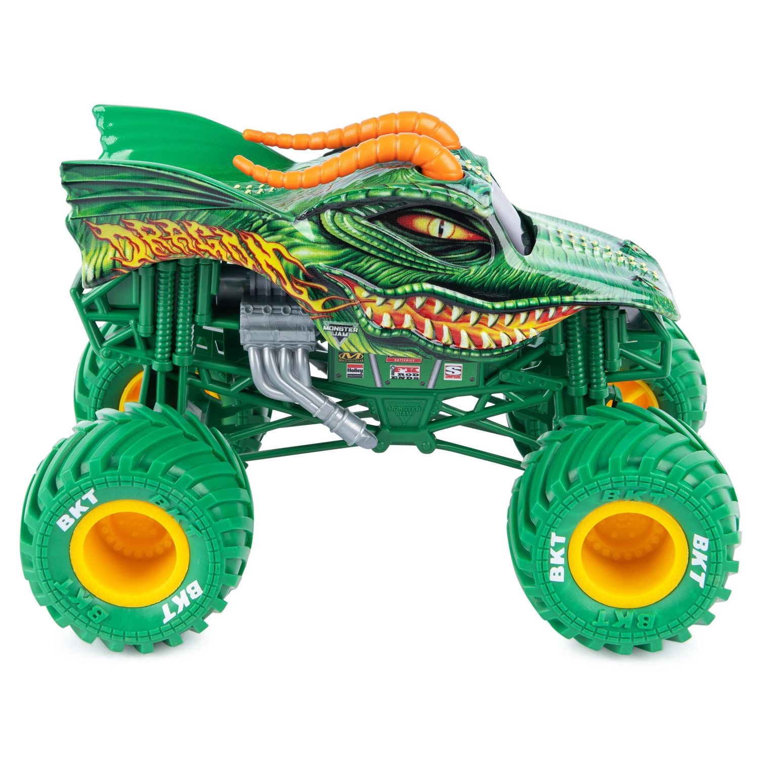 Monster Jam, Monster truck Dragon officiel, véhicule en métal moulé à collectionner, échelle 1:24, Jouets pour garçons à partir de 3 ans
