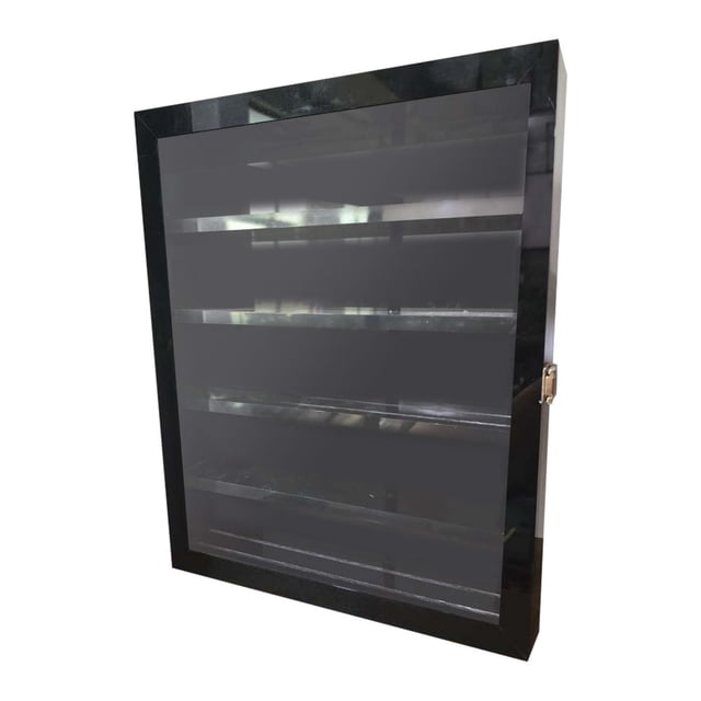 Bunblic Challenge Display Case Poker Chips Holder Storage Protection Dustproof Wall Cabinet Rack Shadow Box for Ceremonies Medal Thickened Black