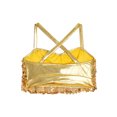 thumbnail image 4 of dPois Kids Girls Sparkly Sleeveless Halter Ruffled Tank Tops Camisole Latin Jazz Hip Hop Ballet Gold 10, 4 of 5