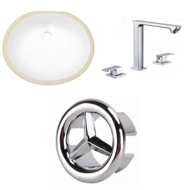 American Imaginations 19.5-in. W CUPC Oval Bathroom Undermount Sink Set In White - Chrome Hardware AI-26842
