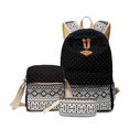 thumbnail image 2 of QualitChoice 3 Pieces Canvas Backpack Shoulder Organizer Set Large Capacity for Zipper Ethnic Style School Bags Causal Adjustable Travel Bag Black, 2 of 6