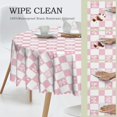 thumbnail image 3 of Tablecloth Pink Check Bow Pattern Round 60 x 60 Inch Table Cover Polyester Stain and Wrinkle Resistant Table Cloth for Kitchen Dining Coffee Party, 3 of 5