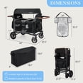 thumbnail image 3 of Babyjoy Wagon Stroller, Foldable 4-Seater Push-Pull Toddler Stroller with Removable Canopy Black, 3 of 10