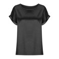 thumbnail image 3 of EQWLJWE Hauts d'Été pour Femmes Hauts pour Femmes Liquidation Mode T-Shirt d'Été pour Femme à Col Rond Uni à Manches Courtes Aguichant Blouse, 3 of 5