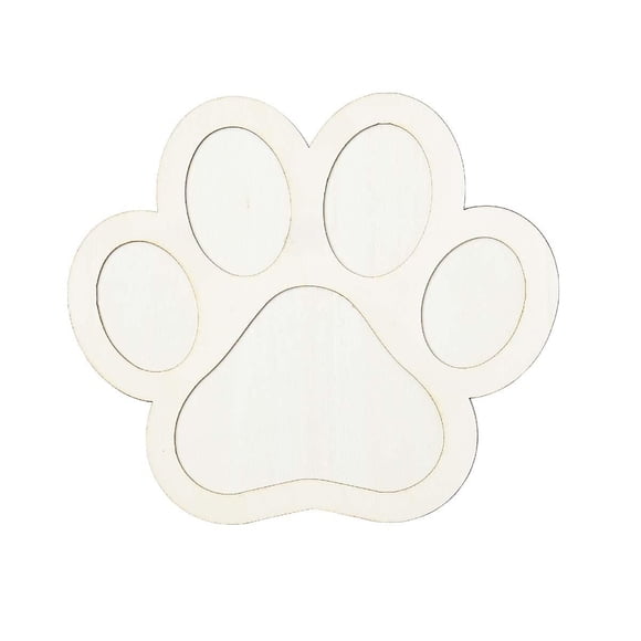 Plaid Unfinished Wood Surfaces Paw Layered Shape, 7"