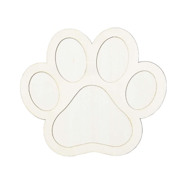 Surfaces en Bois Non Finies à Carreaux, Forme Superposée de Patte, 7 Pouces Est une Pièce d'Artisanat en Bois Non Fini Orientée vers l'Avant, Découpée au Laser, en Forme d'Empreinte de Patte avec Cinq Coussinets Arrondis, Fabriquée en Bois Lisse et Clair, Parfaite pour la Peinture, le Pochoir Ou le Découpage dans les Projets d'Artisanat sur Bois et de Déco Maison DIY.