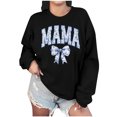thumbnail image 1 of Culottes pour Femmes Manches Longues Mama Chandails en Molleton Col Rond Chandail Ample Léger Blouse Hauts m Noir, 1 of 7