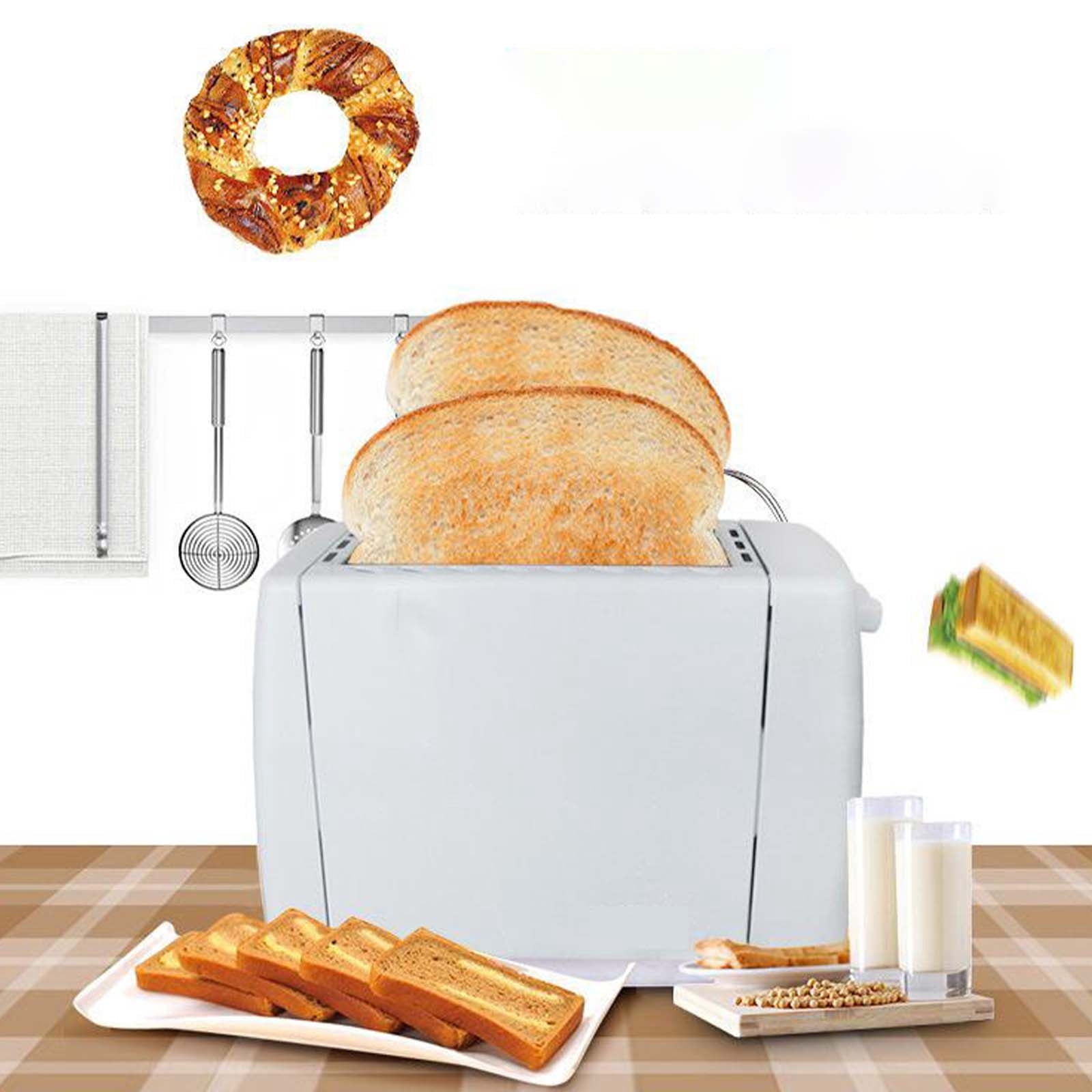 Suncoda Bread Machine, Retro Toaster 2 with 6 Functions Stainless Steel Features Removable Crumb Tray Under Base Cord Storage White