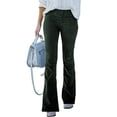 thumbnail image 1 of Luxur Pantalon Évasé Taille Haute pour Femme, Vert Foncé, Taille 3TG, 1 of 3