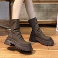 thumbnail image 4 of Bottines Chelsea pour Femmes Mi-Mollet à Talon Bas Plateforme Épaisses à Enfiler, 4 of 5