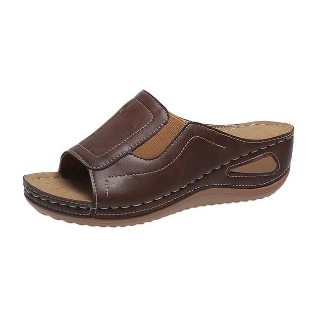 Womens New Wedge High Heel Fish Mouth Stitched Sandals