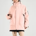 thumbnail image 4 of Women's Fashion Solid Color Long Sleeve Waterproof Rain Jacket with Zipper Pockets, Windbreaker Coat for Outdoor Use, Hooded Design for All-Weather Protection, 4 of 7