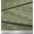 thumbnail image 2 of Soimoi Satin Silk Fabric Leaves & Floral Block Print Sewing Fabric Yard 42 Inch Wide, 2 of 3