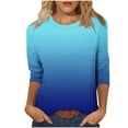 thumbnail image 1 of Cinvoph T-Shirts d'Été Imprimés pour Femmes Manches 3/4 Col Rond Dégradé Hauts Chandail Ample Blouses de Vacances, 1 of 6