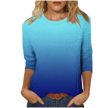 Yanlir Women's V-Neck Button Casual T-Shirt Loose Elastic Comfortable Top with Fashionable Non-Print Design for Spring and Summer(Blue#1,XL)