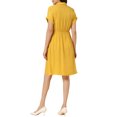 thumbnail image 3 of INSPIRE CHIC Robe-Chemise pour Femme de Travail à Revers Cranté Col en V Taille Élastique avec Poches m Jaune, 3 of 5