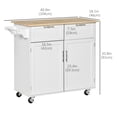 thumbnail image 3 of HOMCOM Rolling Kitchen Island with Storage Cabinet, Drawers, Towel Rack, 3 of 10