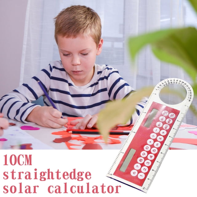 3-in-1 10cm Solar Ruler Calculator Multifunctional Large Display Screen Mini Solar Card Ruler Calculator