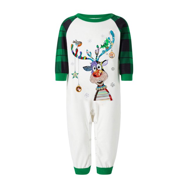 Pyjamas Assortis Parent-Enfant Tenues de Noël Ensembles Patchwork à Carreaux Imprimés Vêtements d'Intérieur Col Rond Manches Longues Pyjamas Ensemble Deux Pièces pour Bébé Pyjamas de Noël en Liquidation